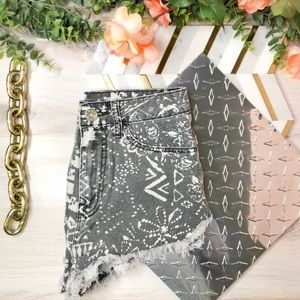 UO BDG Patterned Faded Dark Gray Jean Shorts